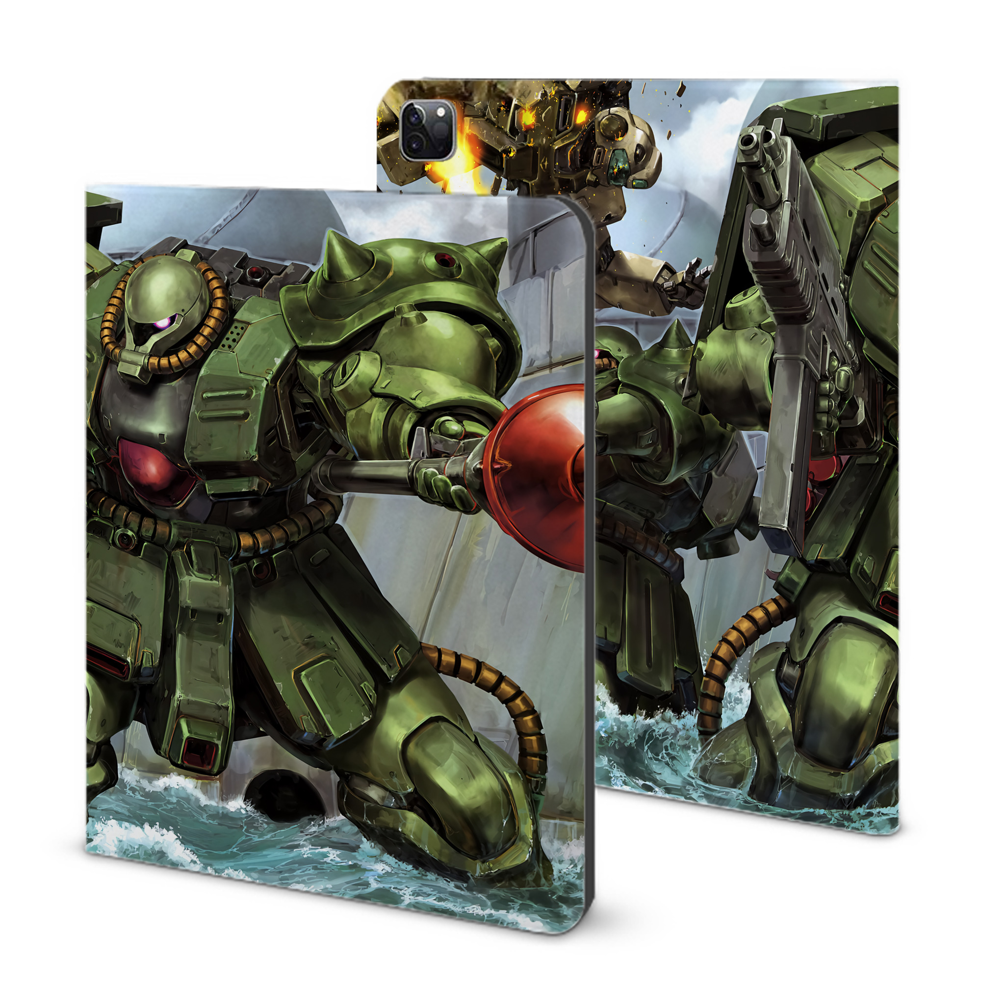 （画像用） 機動戦士ガンダム Mobile Suit Gundam IPad ケース ブック型 PUレザー TPU 耐衝撃 軽量 薄型 ペン収納なし 全面保護 IPad 各モデル対応